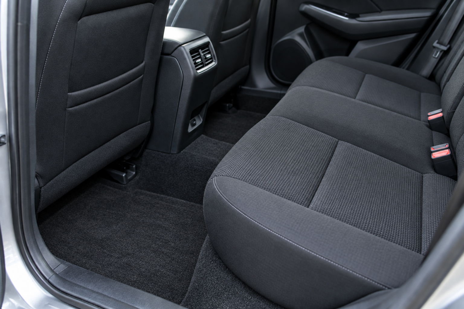 Illustrative clean rear seat and carpet after pet hair removal